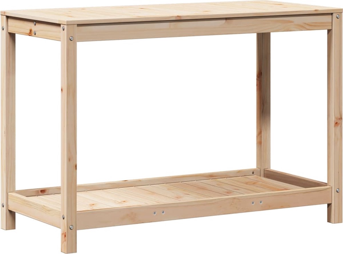 vidaXL Oppottafel - met - schap - 108x50x75 - cm - massief - grenenhout Natuurlijk grenenhout