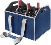 12 flessen wijnflestas, blauwe verstelbare wijnflesdrager, opvouwbare wijntas met draagriemen en handgrepen voor wijn op bruiloft, feest, blauw