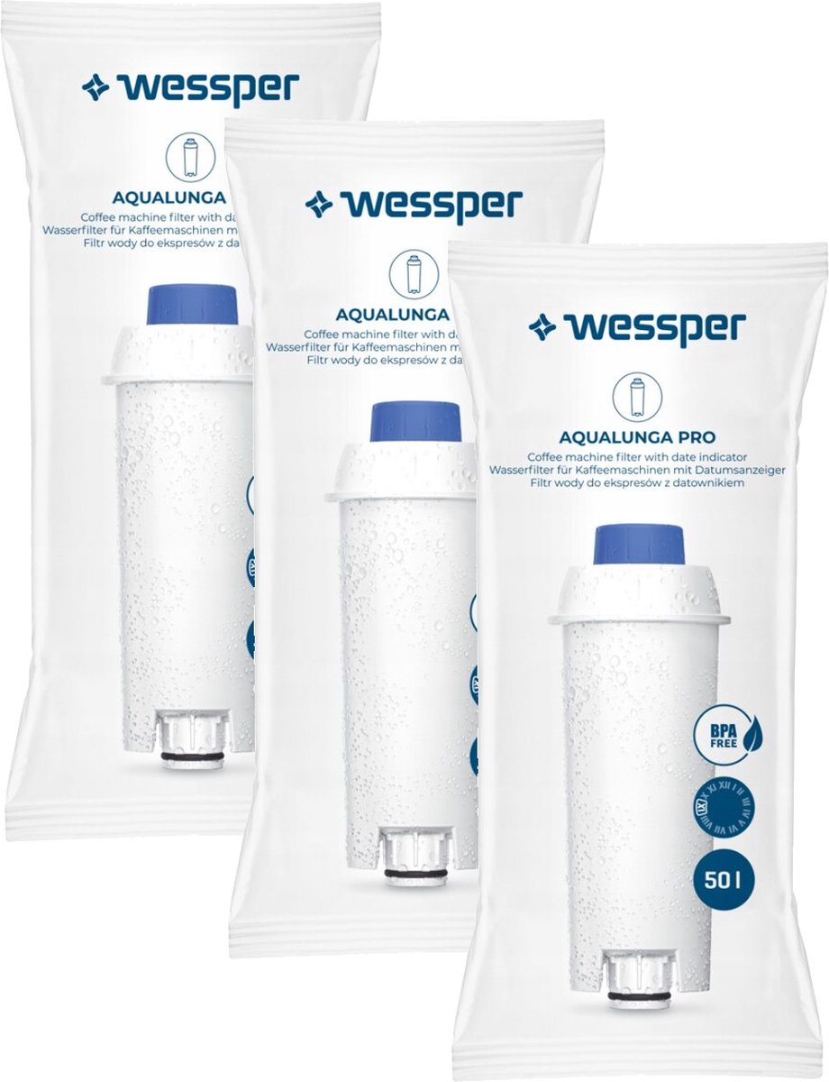 Waterfilter PRO - compatibel met DeLonghi DLSC002, SER3017 & 5513292811 - inclusief versies van de ECAM, ESAM, ETAM Serie filter - 3 Stuks