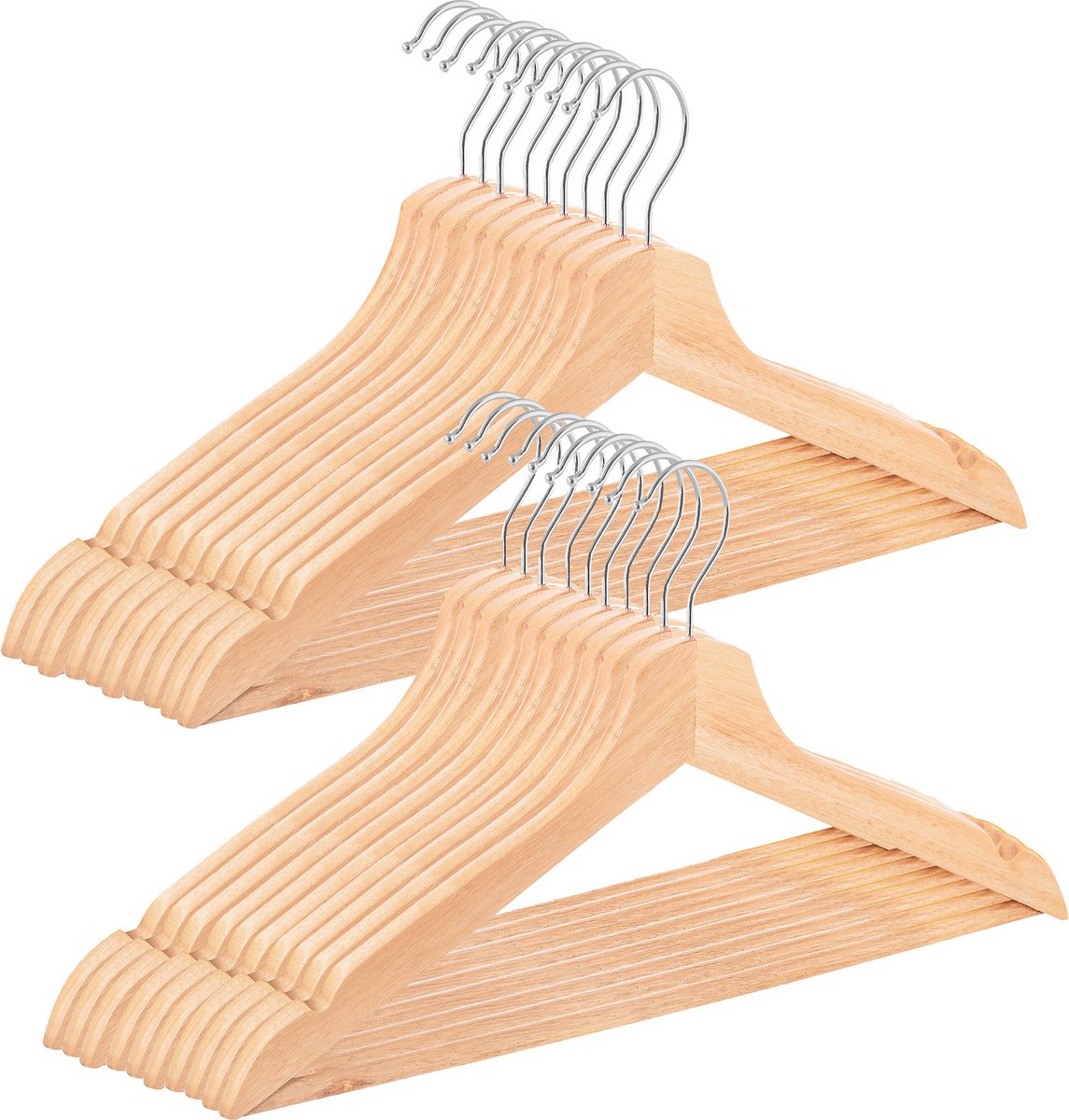 Springos Kledinghangers | Kledinghanger | Hout | 20 Stuks | Naturel