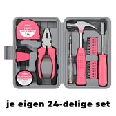 Allernieuwste.nl® 24-delige Gereedschapsset voor Dames in Rose Kleur - Klus Gereedschap voor Vrouwen voor in huis - Doe Het Zelf Gereedschap - Rose - 24 Delen