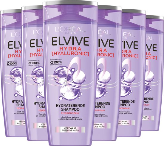 L’Oreal Paris Elvive Hydra Hyaluronic - Shampoo Hydraterende Shampoo met Hyaluronzuur 250ml - 6 stuks voordeelverpakking - L’Oréal Paris
