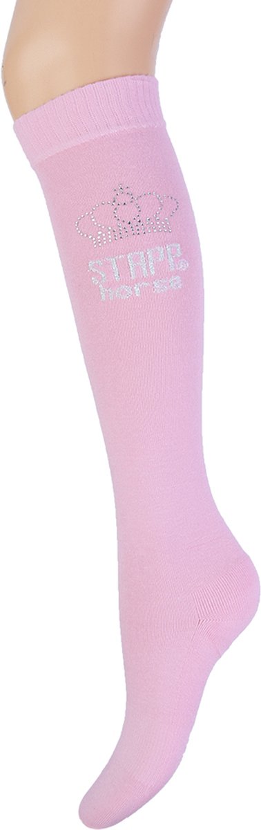 Stapp Horse Kniekous Kroon Strass - Paardrijsokken - Maat 39/42 - Roze