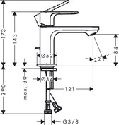 Hansgrohe Rebris E 1-gats wastafelkraan 80 coolstart m. waste ecosmart+ 4 l/min mat zwart