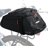 Fietsbagagedragertas, waterdicht, 12 liter, reflecterend, 3-in-1, geschikt als fietstas, schoudertas en handtas met regenbescherming voor pendelen, winkelen, zwart