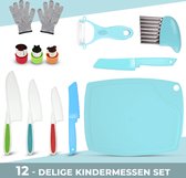 Kindermessen set - 12 Delige Set - Kinderbestek - Kindvriendelijk - Gekleurde kindermessen - Kunststof - Kindermessen - Koken