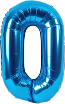 Festivz Blauwe Cijfer Ballon 0 - Blauw – 81 CM - Decoratie – Feestversiering – Blue - Verjaardag - Bruiloft - Feest