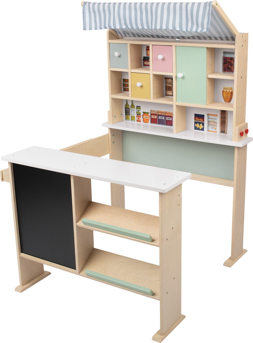 Lupilu Houten speelwinkel met krijtbord - 83 x 75 x 110 cm - vanaf 3 jaar