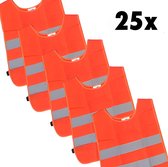 Toptools - Veiligheidshesje - Veiligheidsvest - Kind - fluorescerend oranje - veilig de weg op - 25 stuks - voordeelverpakking