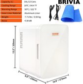 Brivia Mini Koelkast - Minibar - Koeler - Warmer - 2 In 1 - Draagbaar - 10L - Handig Om Mee Te Nemen - Handig Voor Skincare - Wit
