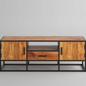 Rousseau- TV Meubel Madeira' TV-meubel | Metalen frame en exotisch mangohout | 50xx40 - 140cm - Bruin
