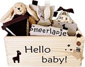 Luxe baby giftset beige/naturel, kraamcadeau neutraal, baby giftbox, geboorte geschenkset handgemaakt