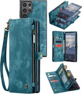 CaseMe - Telefoonhoesje geschikt voor Samsung Galaxy S24 Ultra - 2 in 1 Book Case en Back Cover - Blauw