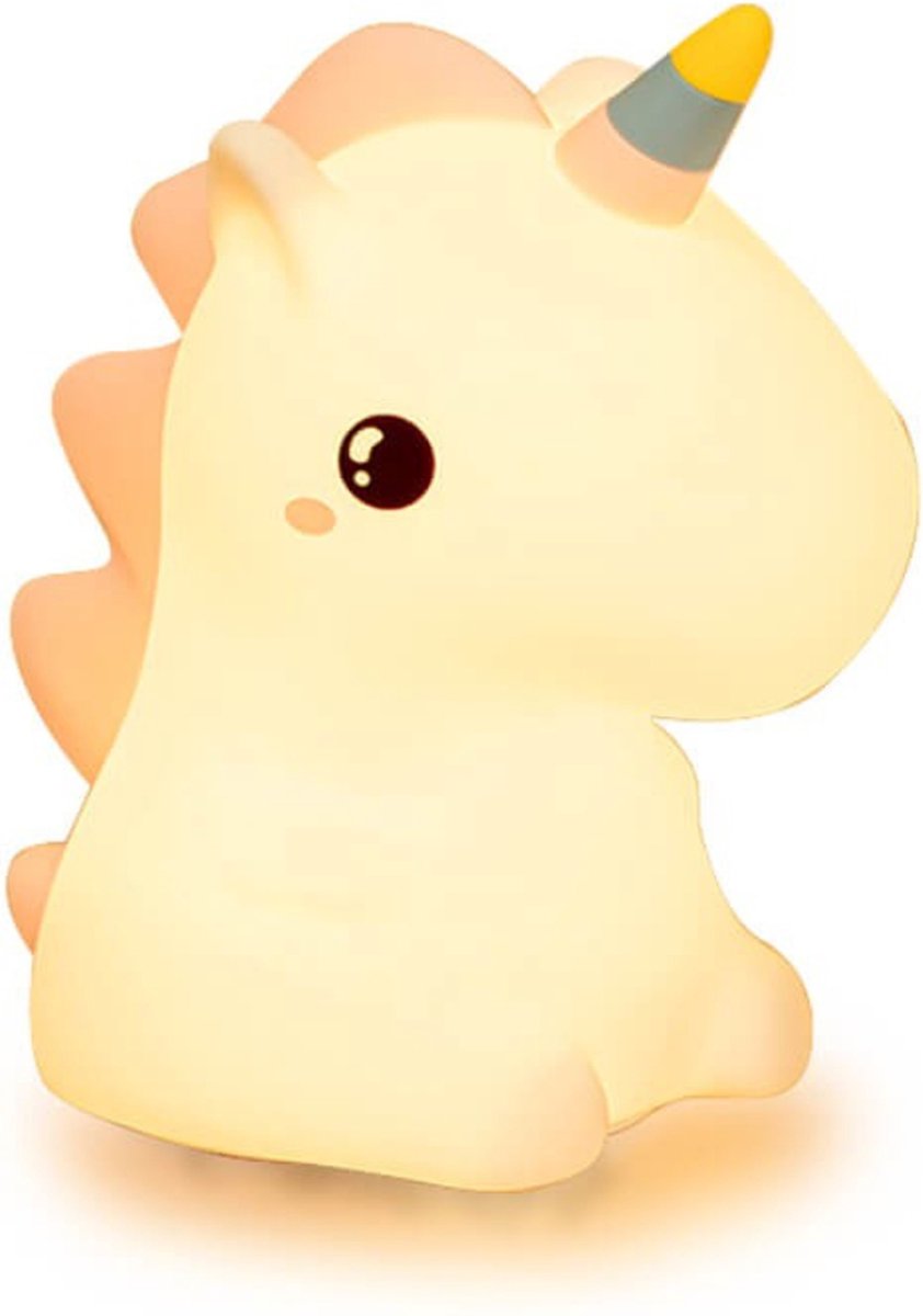 Eurekakids Unicorn Nachtlamp - Silicone Lampje Eenhoorn voor Babykamer - Oplaadbaar