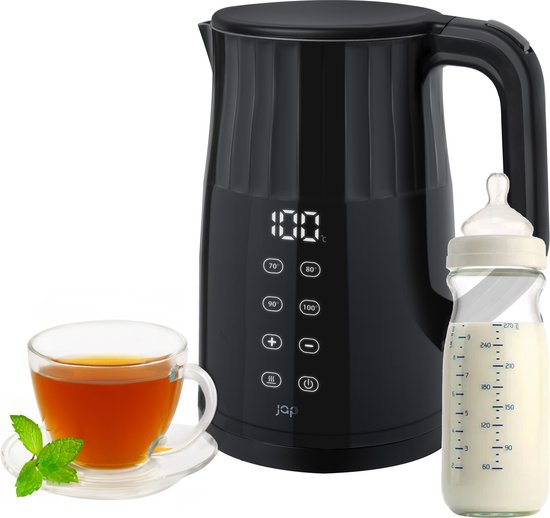 JAP Appliances Calidaqua - Waterkoker (1.7 liter) met temperatuurregeling - Warmhoudfunctie - 40°C voor babyvoeding - Zwart