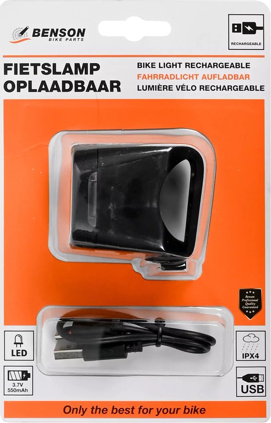 Benson LED fietslamp - wit - USB oplaadbaar - waterbestendig — afbeelding 5
