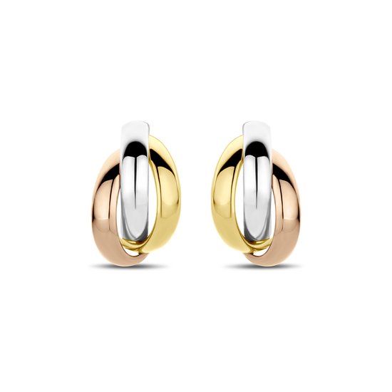Boucles d'oreilles Yo&No - Femme - tricolore - 13 mm - puces d'oreilles - Bijoux Femme - Or 14 Carats
