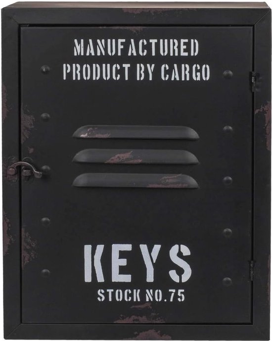 Metalen sleutelbox zwart 30 x 23 x 9 cm - Compact en veilig opbergen van sleutels
