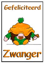 Wenskaart met envelop - HANDGEMAAKT - Baby gnome Jongen - Zwangerschapskaart / Oranje