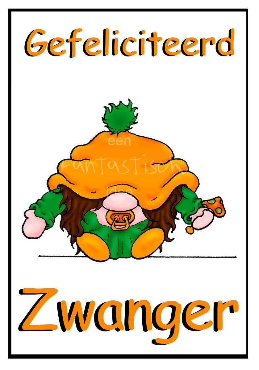 Wenskaart met envelop - HANDGEMAAKT - Baby gnome - Zwangerschapskaart / Oranje