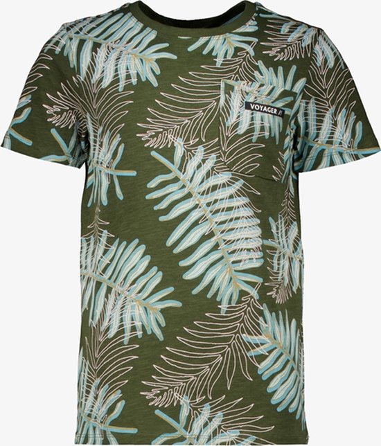Unsigned jongens T-shirt met palmbladeren groen - Maat 134/140
