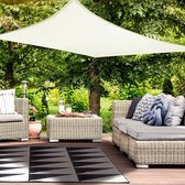 Zonnezeil, waterdicht, rechthoekig, 3 x 4 m, zonwering, waterafstotend, premium PES polyester met uv-bescherming, voor balkon, tuin, terras, crème