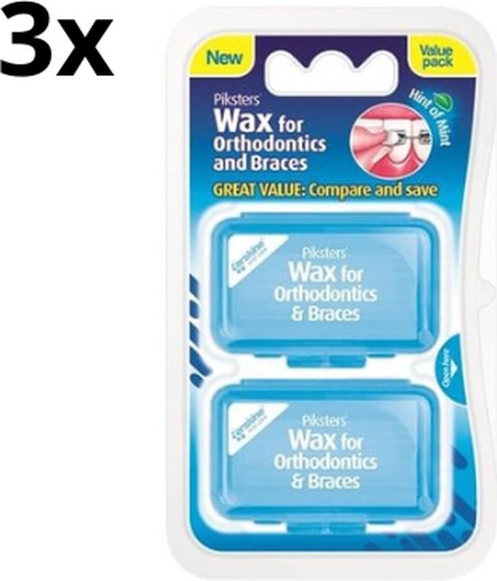 Foto: 3x piksters orthodontic wax twin pack 2 x 5 stuks voordeelverpakking