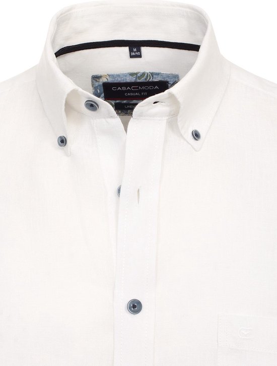 Casa Moda Wit Linnen Overhemd Button Down Boord - XL