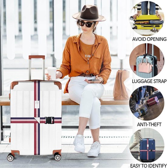 4 Sangles De Valise Avec Cadenas à Code - Réfléchissantes, Réglables, étiquettes Nominatives - Pour Sécuriser Et Identifier Tes Bagages En Voyage - 4