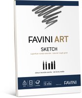 Favini ART SKETCH PAD houtskool, wasco, potlood, stift en inkt, GLUED ON TOP 90 g. 40 sheets A4