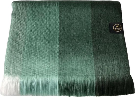 Alpaca D'Luxe Sjaal - Mint - Scarf - Sjaal van alpacawol - Handgemaakte sjaal - Luxe cadeau - Sjaals Dames - Sjaals Heren - Gestreepte sjaal - Lange sjaal - Groen - Green - Zacht en Warm - Damesmode - Herenmode - Elegant - Zakelijk - Comfortabel