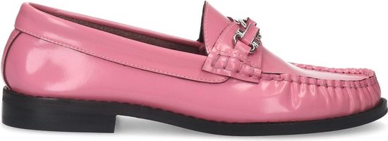 Sacha - Dames - Zwarte leren loafers met goudkleurige chain - Maat 37