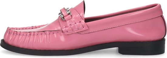 Sacha - Dames - Zwarte leren loafers met goudkleurige chain - Maat 37