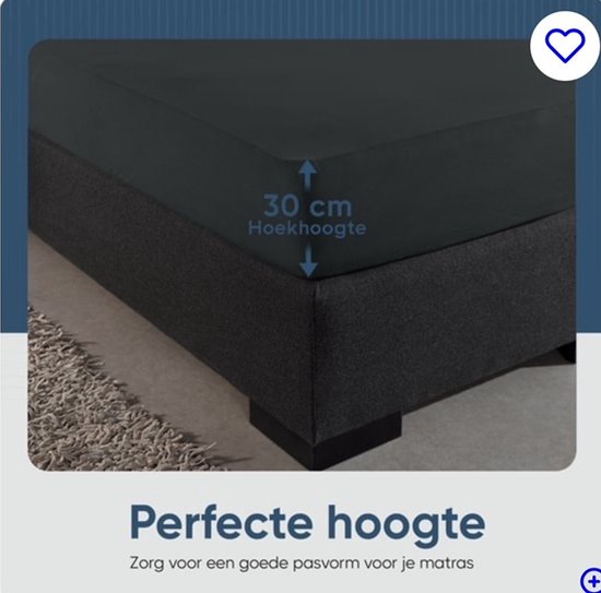 Drap-housse Premium -jersey-100% coton -stretch-2Personnes-140x200+30cm Hauteur d'angle - Anthracite