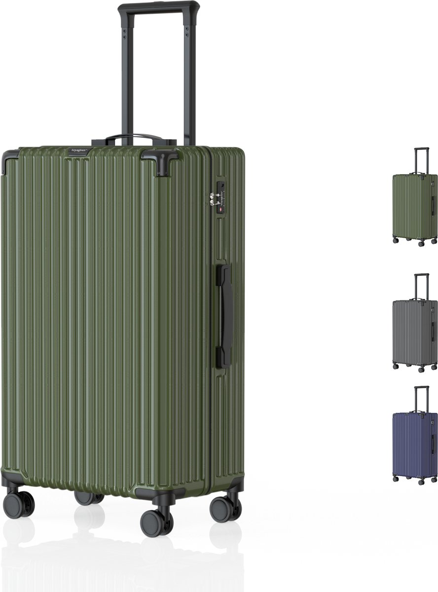 Voyagoux® - Reiskoffer Large - 113L - Koffers - Reiskoffer met wielen - Olijfgroen - TSA Slot