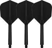 Drie zwarte dartflights van het merk Target, type K-Flex, vorm NO6.