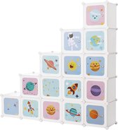15 Cube Opbergkast voor Kinderen - Kunststof Schoenenrek en Speelgoedopberger - Wit 153x31x153cm Kledingkast