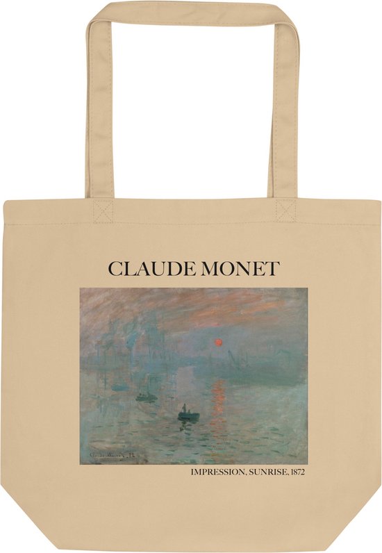 Claude Monet 'Impressie, zonsopgang' ("Impression, Sunrise") Beroemde Schilderij Tote Bag | 100% Katoenen Tas | Kunst Tote Bag | Naturel