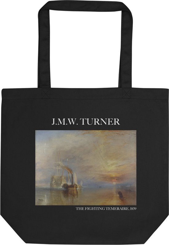 J.M.W. Turner 'The Fighting Temeraire' ("The Fighting Temeraire") Beroemde Schilderij Tote Bag | 100% Katoenen Tas | Kunst Tote Bag | Zwart