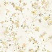 Papier peint à Fleurs Profhome 387261-GU papier peint intissé vinyle dur gaufré à chaud lisse avec motif floral mat jaune crème blanc vert pâle 5,33 m2
