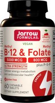 Jarrow Formulas B - Methyl-B12 5mg & MethylFolaat 800mcg - methylcobalamine, biofolaat en P5P 60 zuigtabletten