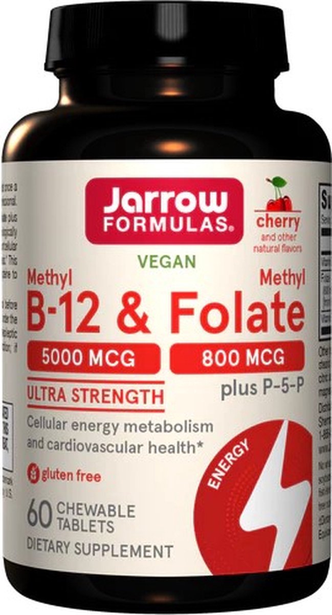 Goedkoopste Jarrow Formulas B - Methyl-B12 5mg & MethylFolaat 800mcg - methylcobalamine, biofolaat en P5P 60 zuigtabletten