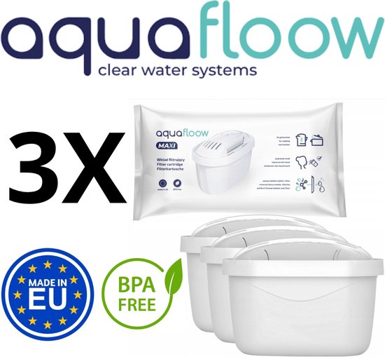 3 pcs FILTRE POUR CANNES FILTRANTES BRITA, DAFI - Cartouches filtrantes BRITA 3 pièces - Fabriqué dans l'Union Européenne AQUAFLOOW MAXI