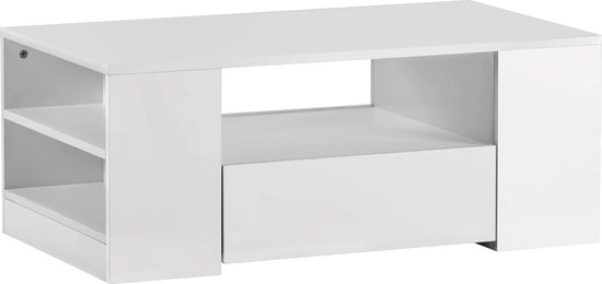 ItsIn® Moderne Salontafel met lades - Hoogglans - Led Verlichting - Woonkamer - 2 Laden - 2 Planken - 95X53X37Cm - Rechthoekig