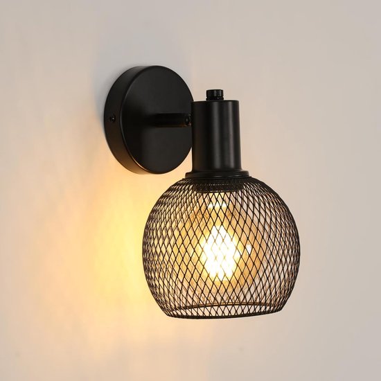 Delaveek-Creatieve ijzeren kooi wandlamp- zwart- 18*15*22cm- E27 kop (lichtbron niet inbegrepen)