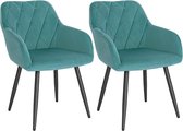 Rootz Set van 2 Eetkamerstoelen - Fluweel gestoffeerd - Metalen frame - Ergonomisch ontwerp - Luxe gevoerd - Stevig en stabiel - 44 cm x 42,5 cm x 46,5 cm