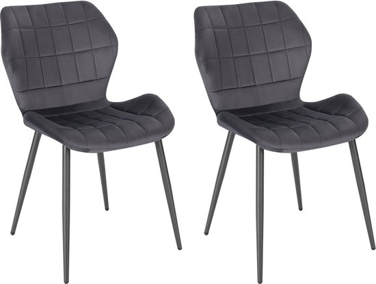 Rootz Velvet Eetkamerstoel - Comfortabele stoel - Stijlvolle zitting - Pluche fluweel - Stevig metalen frame - Eenvoudige montage - 47 cm x 79,5 cm x 54 cm