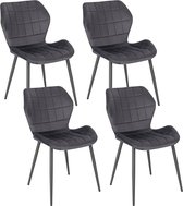 Rootz fluwelen eetkamerstoel set van 4 - comfortabele stoelen - stijlvolle zitting - scheurbestendig fluweel, ergonomisch ontwerp, duurzaam metalen frame - 47 cm x 79,5 cm x 54 cm