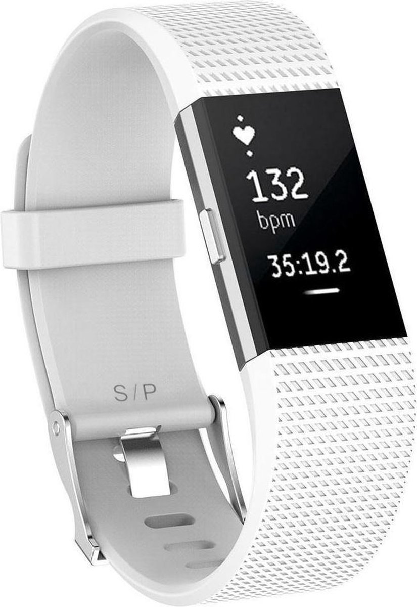 *** Horlogeband Geschikt voor Fitbit Charge 2 M/L - Gespsluiting - Siliconen Bandje - van Heble® ***