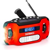 Apex AM/FM Radio | LED Zaklamp | Oplaadbaar Zonne-energie USB Handslinger | Verlicht USB Scherm Koptelefoon Jack | Compact Draagbaar | Noodradio | Buitenactiviteiten | Camping Hiking Fishing